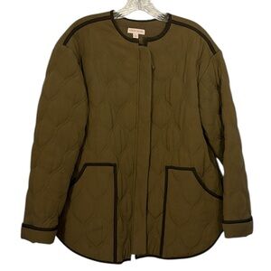 Knox Rose Jacket Womans M Olive Green Quilted Full Zip Boho Grunge Cottagecore